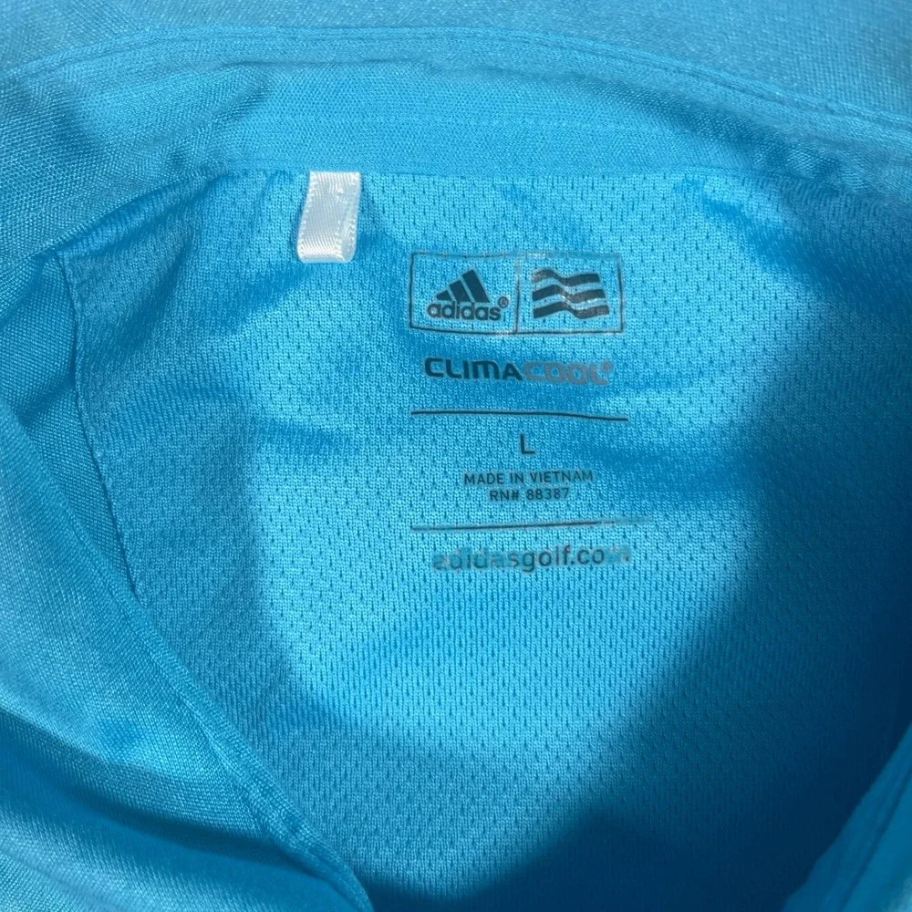 Adidas Golf‎ Polo Mens Large Blue ClimaCool 3-Stripe Short Sleeve Shirt